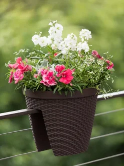 Weave Round Railing Planter, 11" 7 Weave Round Railing Planter, 11" -Indoor Oasis Supplies 8598370 8584 tif