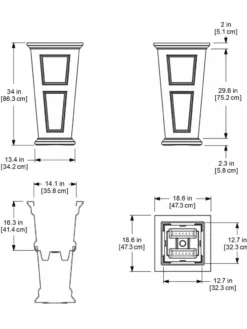 Fairfield Self-Watering Tall Patio Planters, 34” -Indoor Oasis Supplies 8600109 11V tif