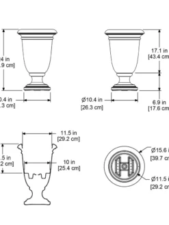 Ellington Self-Watering Urn Planter, 24" -Indoor Oasis Supplies 8600110 11V tif