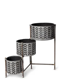 Galvanized Grow Bag Triple Planters With Stand -Indoor Oasis Supplies 8609180 4812 tif