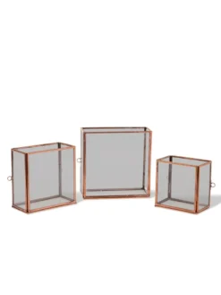 Copper And Glass Terrariums, Set Of 3 -Indoor Oasis Supplies 8609212 0851 tif