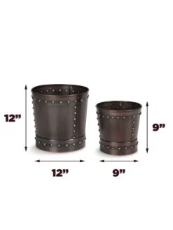Riveted Planters, Set Of 2 -Indoor Oasis Supplies 8610032 03v