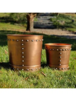 Riveted Planters, Set Of 2 -Indoor Oasis Supplies 8610032 05v