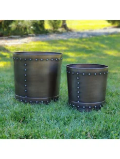 Riveted Planters, Set Of 2 -Indoor Oasis Supplies 8610081 01v
