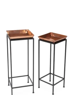 Square Nesting Plant Stands With Trays, Set Of 2 -Indoor Oasis Supplies 8611014 0924 tif