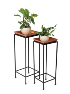 Square Nesting Plant Stands With Trays, Set Of 2 -Indoor Oasis Supplies 8611014 2872 tif