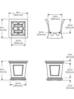 Fairfield Self-Watering Square Planter, 16” X 16” -Indoor Oasis Supplies 8611695 19V tif