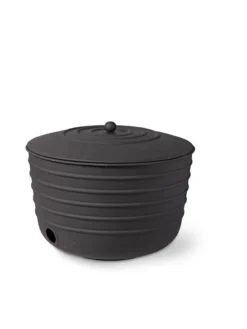 Matte Black Ribbed Hose Pot With Lid -Indoor Oasis Supplies 8611991 5867 tif
