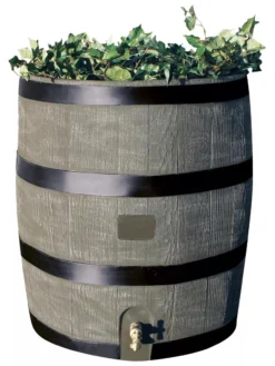 Round Rain Barrel With Planter, 35 Gallons 12 Round Rain Barrel With Planter, 35 Gallons -Indoor Oasis Supplies 8612856BK 08V tif