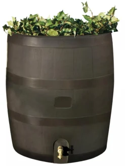 Round Rain Barrel With Planter, 35 Gallons 13 Round Rain Barrel With Planter, 35 Gallons -Indoor Oasis Supplies 8612856WALNT 01V tif