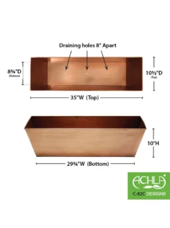 Achla Designs Plain Copper Plated Flower Box, Large -Indoor Oasis Supplies 8612915 03v