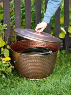 Hammered Copper Hose Pot With Lid -Indoor Oasis Supplies 8613311 0010