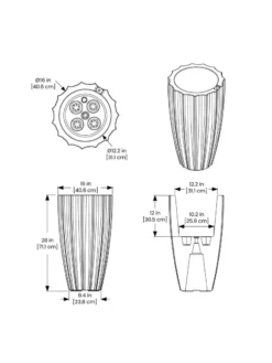 Sedona Tall Planter, 28" Height -Indoor Oasis Supplies 8613525 10V 3 4