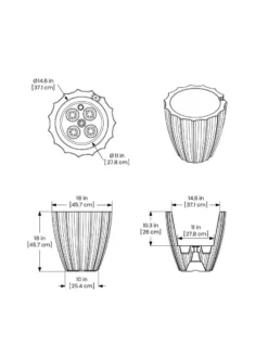 Sedona Round Planter, 18" Diameter -Indoor Oasis Supplies 8613526 07V 3 4